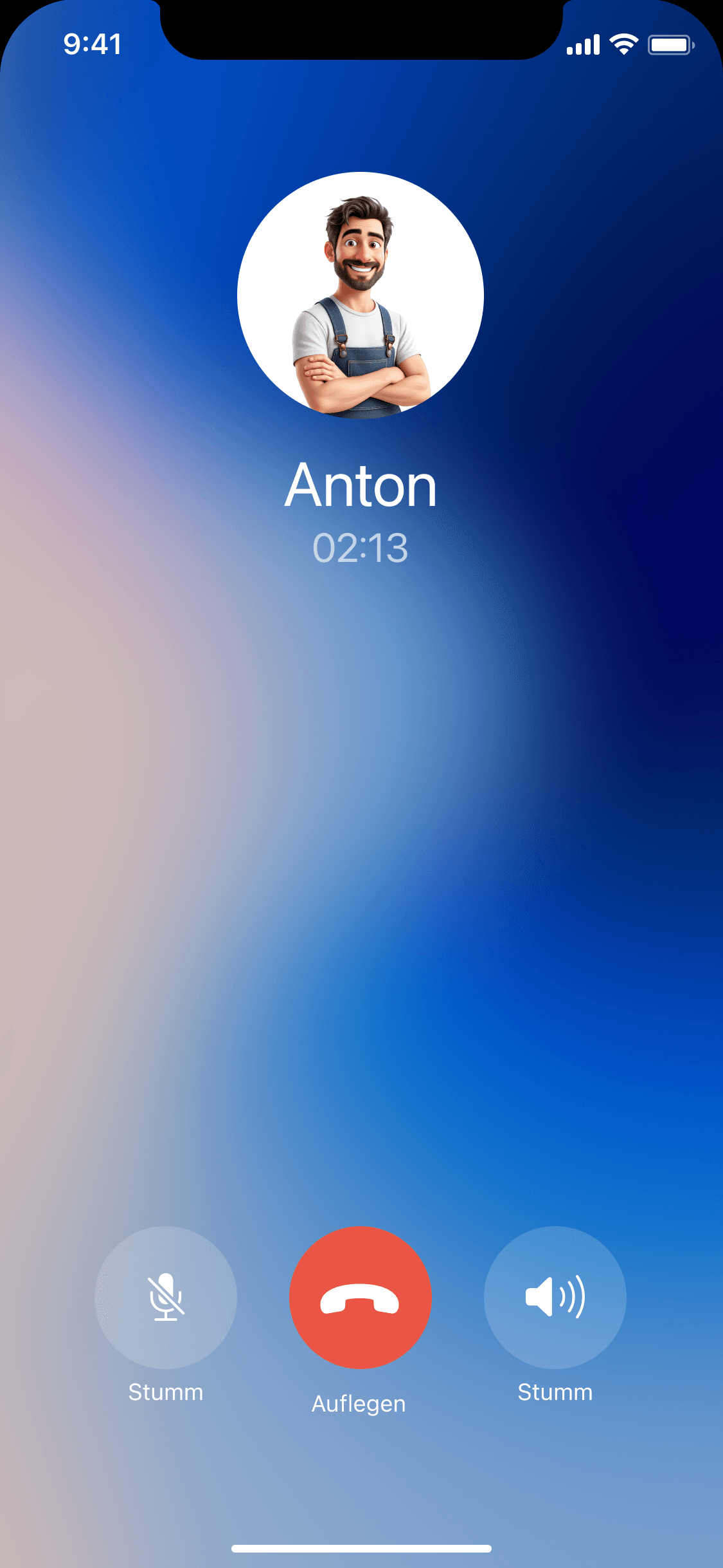 Anton nimmt einen Anruf entgegen
